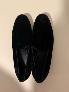 Vintage Men's Navy Velvet Slip-On Dress Loafers